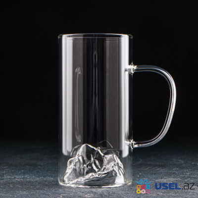 Glass mug Magistro “Mountains”, 330 ml